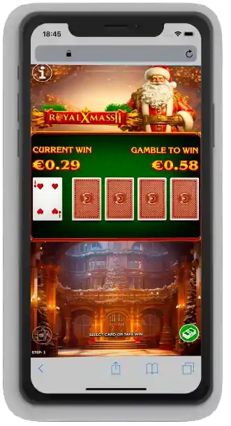 Gamble feature interface in Royal Xmass 2 on a mobile device.