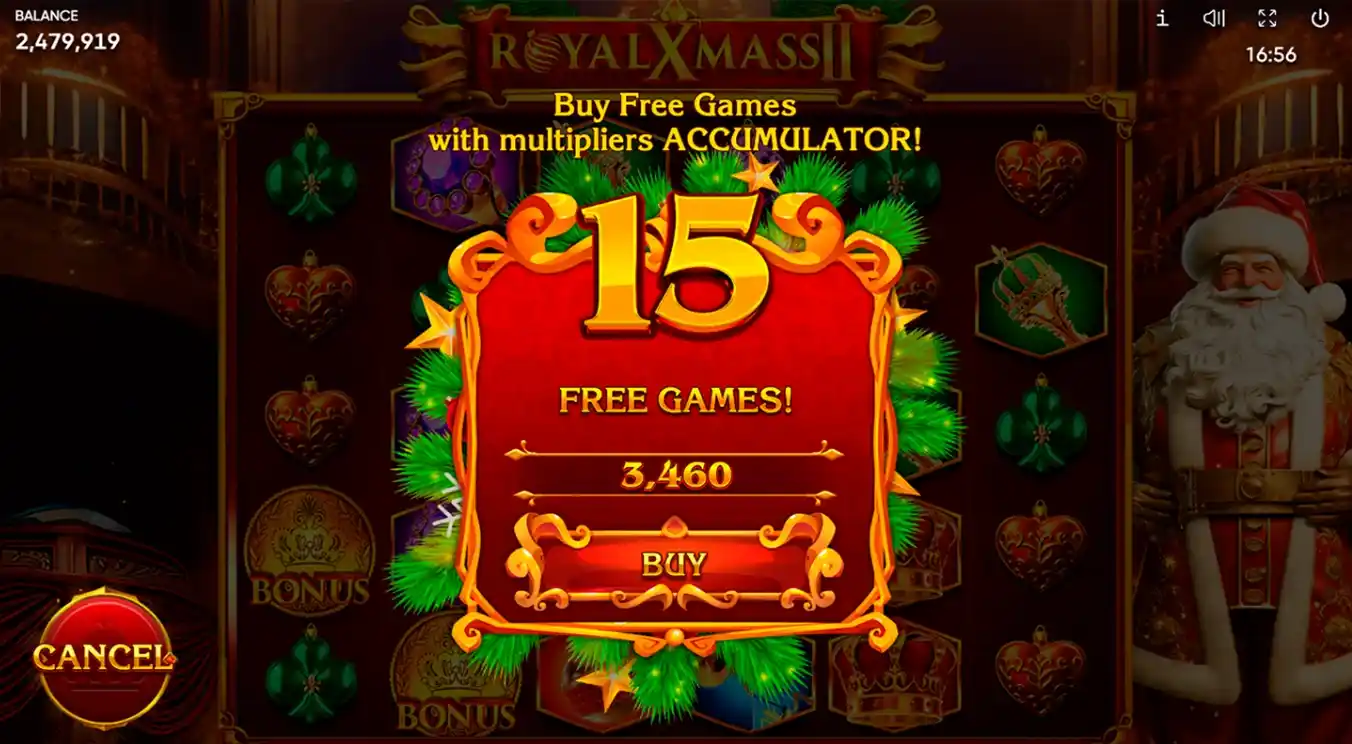 Win with a 10x multiplier on the Royal Xmass 2 game board.